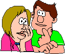 Funny drawing of a man and woman couple looking sheepish, for apology joke