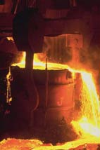picture of molten steel in a steel plant