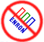 picture of enron logo with red slash circle