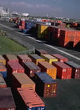 picture of shipping containers in a port