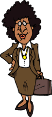 cartoon image of congresswoman with briefcase