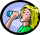 graphic of woman drinking water from a sports bottle