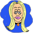 cartoon image of gen x'er Brittany - blond chick with lavender-colored lipstick