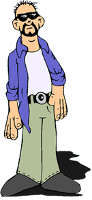 cartoon of cool guy with huge hands