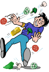 cartoon of student avoiding thrown food