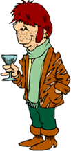 cartoon of mod partier type with martini glass