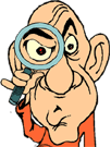 cartoon of man with magnifying glass