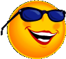 cartoon image of sun with sunglasses