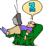 cartoon image of man sleeping in easy chair in front of TV