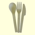 picture of knife-fork, and spoon made of bioplastic