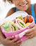 Waste-Free Lunches (for School) article link; thumb of school girl with lunchbox