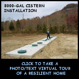 picture of cistern complex; click to take virtual tour of resilient home