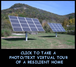 picture of solar panels; click to take virtual tour of resilient home
