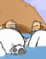 thumb of two cavemen in water with dead polar bears