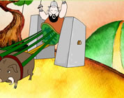 cartoon image of Roman chariot with square wheels; click to go to animation page at external site; opens in new window