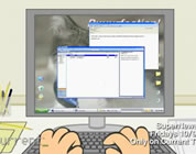 funny office email video link; thumb of computer screen with hands on keyboard