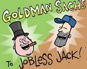 funny goldman sachs video link; thumb of image of executive and bum