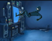 funny carbon footprint video link; thumb of Green Ninja tackling the problem of standby power