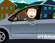 funny video about hybrids link; thumb of happy man in hybrid vehicle