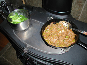 picture of cooking on wood stove